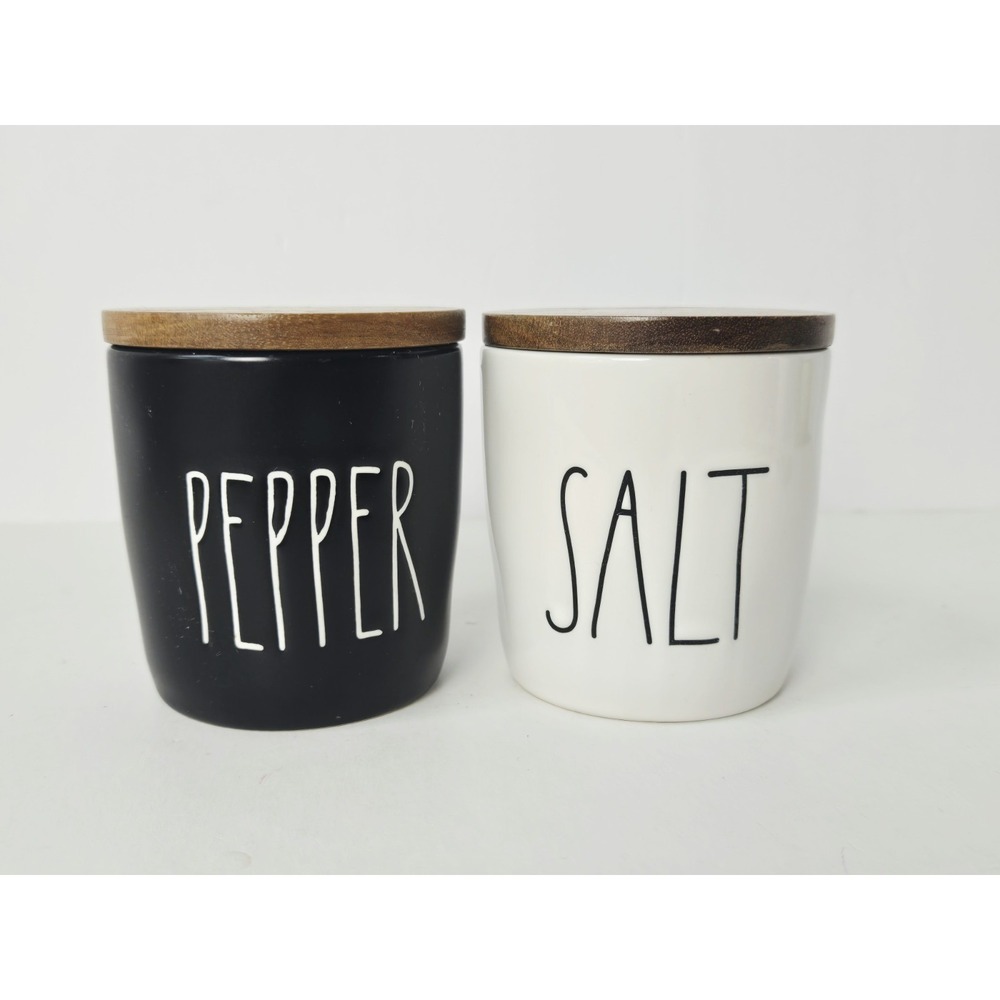 Rae Dunn Salt and Pepper container canister pair Magenta cellars